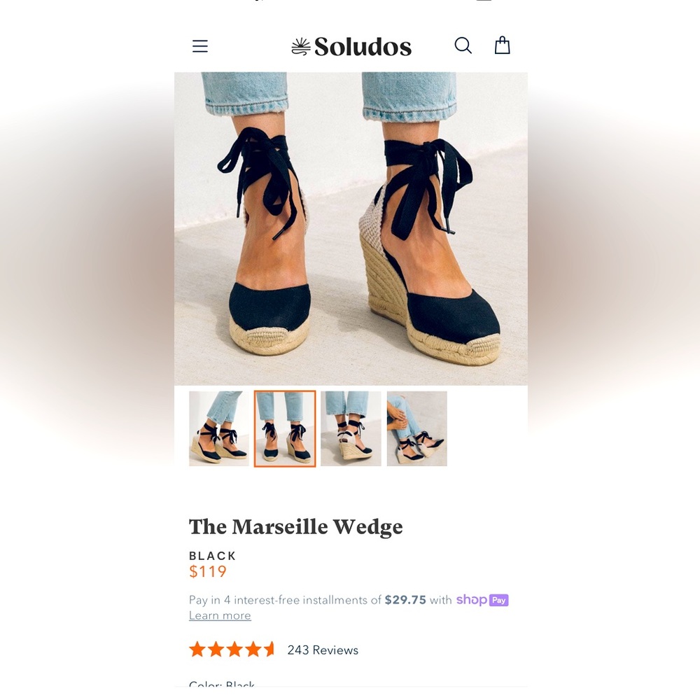 NW Box - Soludos Mallorca Wedge Espadrille size 8